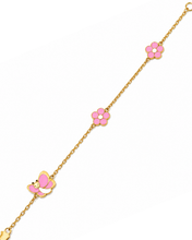 Load image into Gallery viewer, Butterfly & Double Flower Baby Bracelet