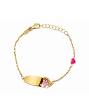 Load image into Gallery viewer, Bear Nameplate & Heart Charm Baby Bracelet