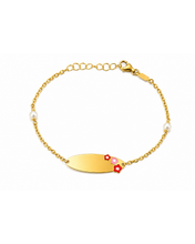 Load image into Gallery viewer, Pearl &amp; Floral ID Baby Bracelet